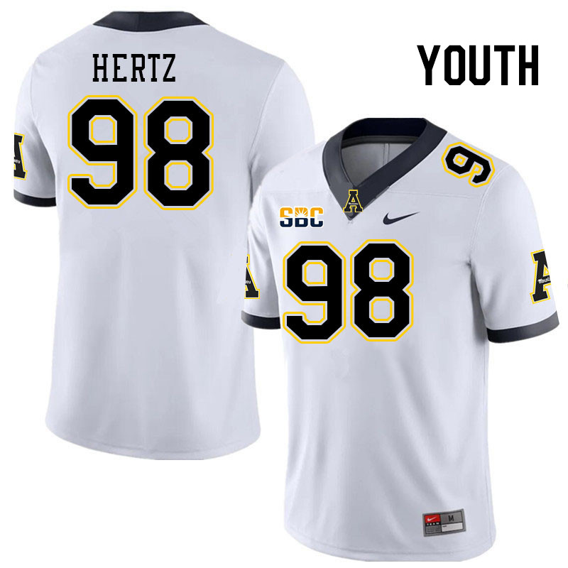 Youth #98 Jason Hertz Appalachian State Mountaineers College Football Jerseys Stitched Sale-White
